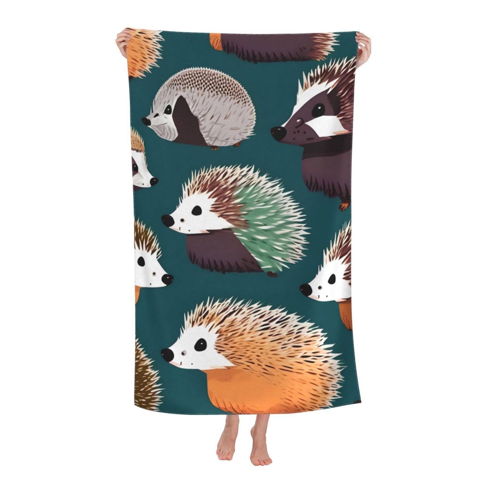 Anceky Oversized Many Hedgehogs Print Beach Towel Soft Quick Dry for Beach Pool Shower Travel Sports