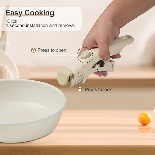 Miniatura 3 de Juego de ollas y sartenes antiadherentes con mango desmontable, utensilios de cocina antiadherentes, ollas y sartenes de cocina de granito, juego de