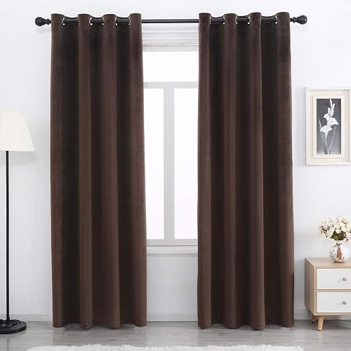 Miniatura 1 de Cortinas de terciopelo suave para salón, cortinas con aislamiento térmico de terciopelo para tratamiento de ventanas de dormitorio, paños de cortina
