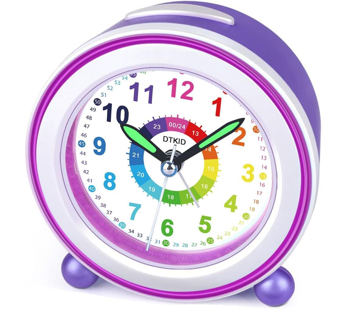 DTKID Wecker Kinder, Kinderwecker Ohne Ticken mit Snooze und Nachtlicht, Analoger Wecker für Jungen und Mädchen, Lernwecker Kinder, Batteriebetrieben