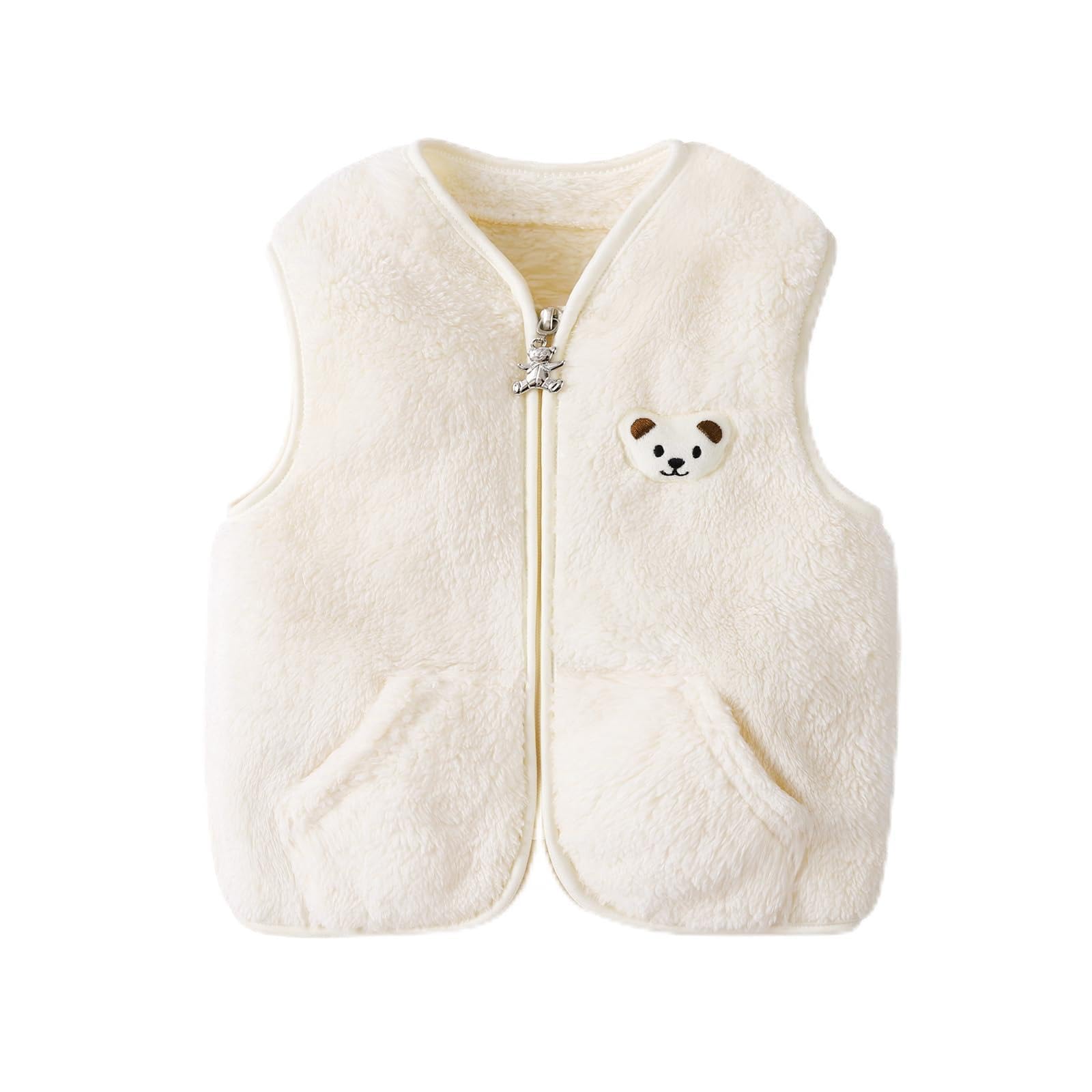 Baby Boys Girls Fleece Vest Zip Up Cute Bear Jackets Fuzzy Fall Winter Warm Clothes Newborn Outwear for Toddler Infant