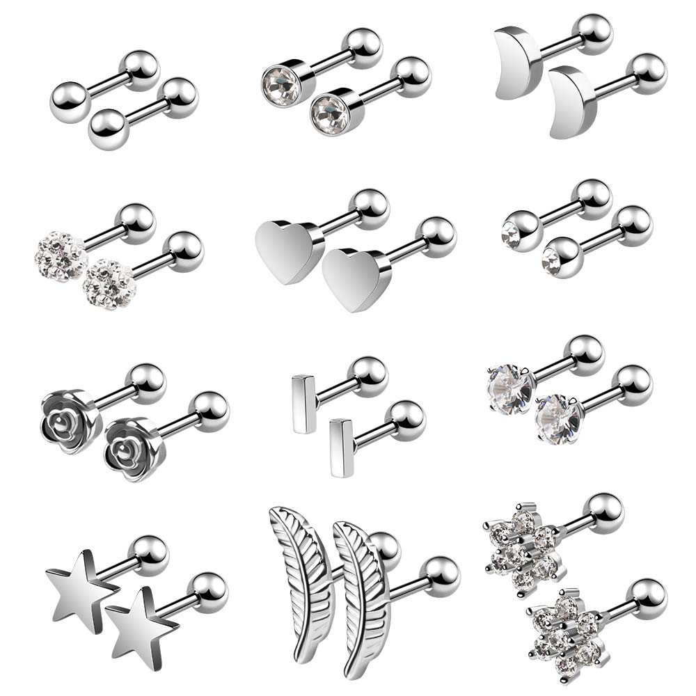 Set di orecchini a perno in acciaio inossidabile 316L
