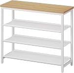 HOOBRO Shoe Rack with 4 PU Shelves, 5-Tier Shoe Storage Organizer for Closet and Entryway, Holds 12-16 Pairs of Shoes, Sturdy Metal Frame, Small Spaces, Rustic Brown and Black BF95XJ01