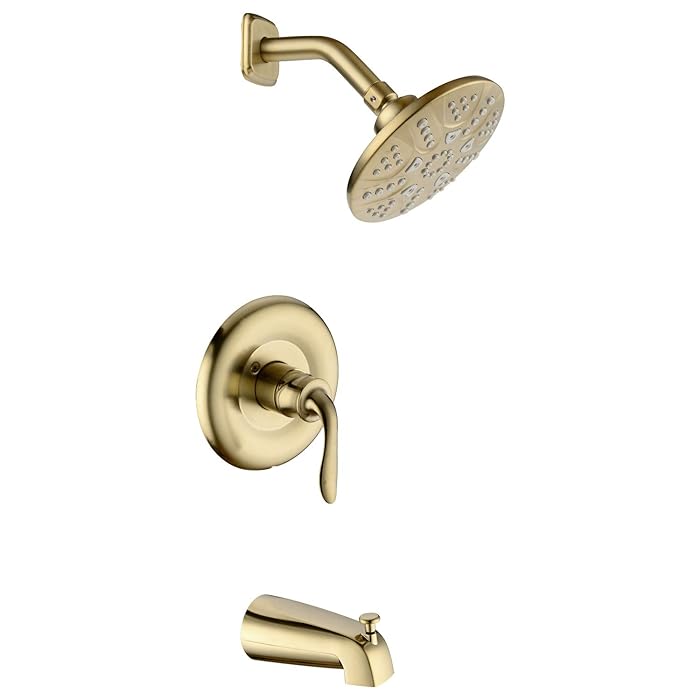 Buy Brushed Gold Tub and Shower Faucet Set, Pressure Balancing Modern
