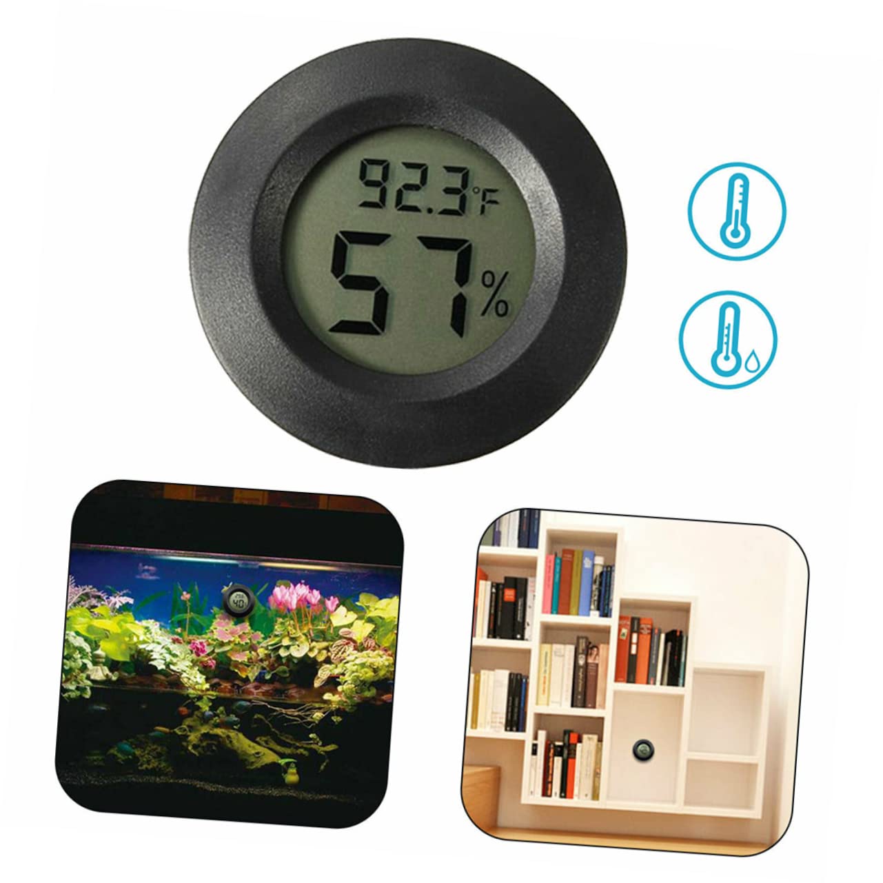 UPKOCH 3 Set Termometro Rettile Monitor Dell'acquario umidità Igrometro Digitale Terrario Vivaio Casa Accessori Misuratore di Temperatura Digitale Black 4 Pezzi*3