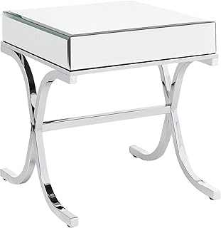 ACME Yuri End Table - - Mirrored Top & Chrome