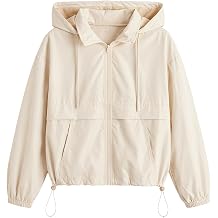 Verdusa Womens Windbreaker Jacket Workout Zip Up Hoodie with Pockets
