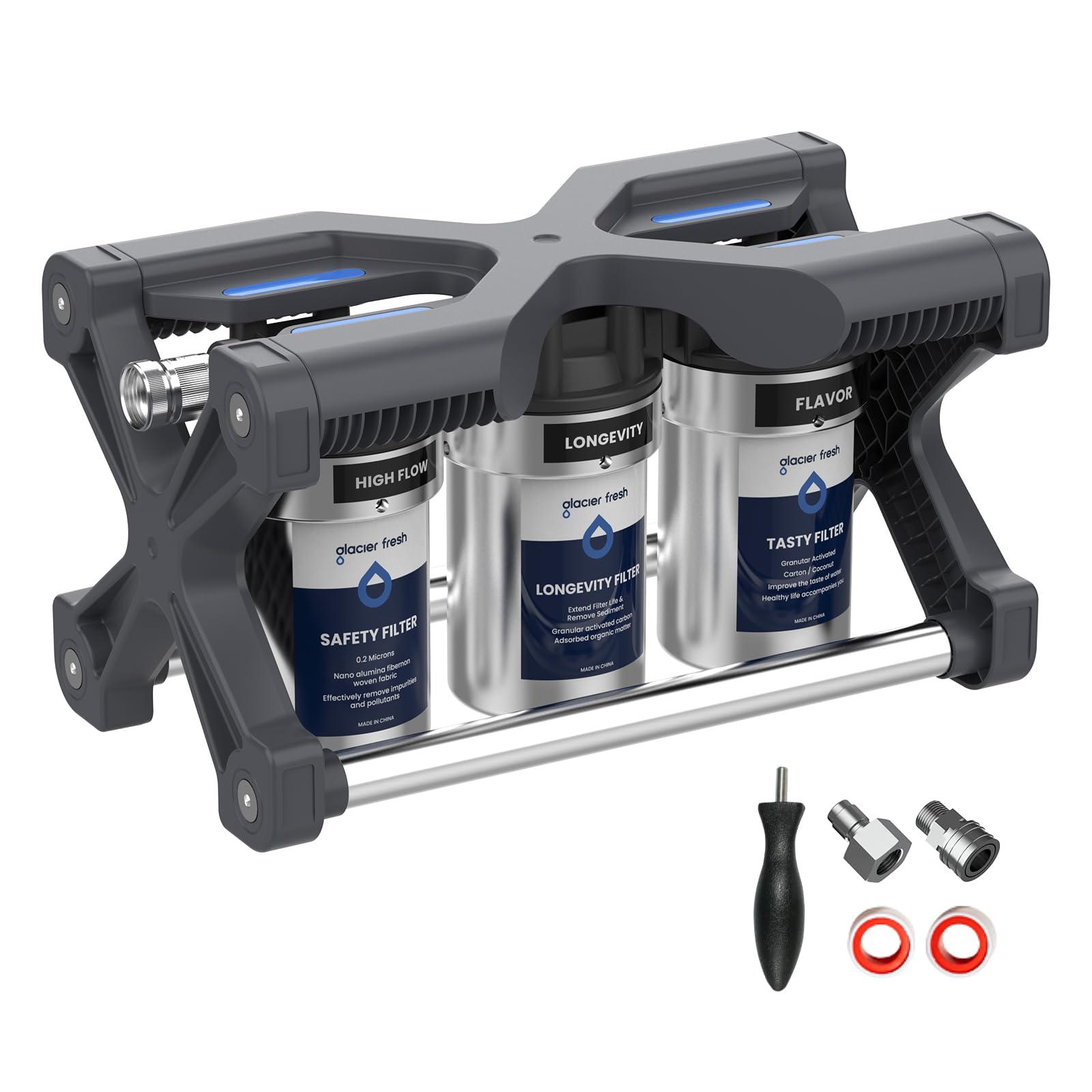 Photo 1 of GLACIER FRESH Replacement for Technology RV Water Filtration System, 0.2 Micron Camper Water Filter with Compact 5 Inch Filter, 3-Stage Premium RV Water Filtration System for RVs, Campers and Boats
