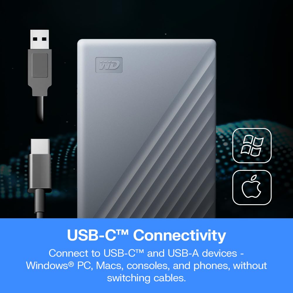 WD 6TB My Passport Works with USB-C, portable external hard drive