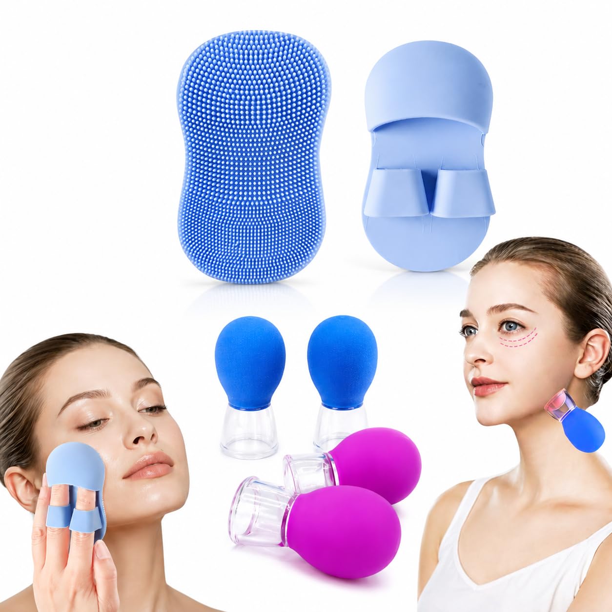 Face Scrubber for Women and Men(PACK OF 1), Facial Cupping Professional Massager Set(PACK OF 2)-image-29