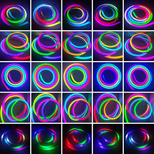 Led Neon Light Strip Dream Color Rgb Changing Music Sound Sync Bluetooth Silicone Flexible Led Neon Rope Lights With Dimmable Remote Control Usb Dc 5V Ip65 Waterproof Multicolor (2M/6.56Ft) #TOP1
