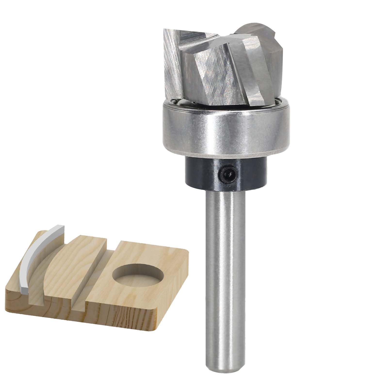 Spiral Flush Trim Router Bit 1/4 Shank, Carbide Head 3-Flute, 3/4" Diameter, 3/8" Cutting Length, Pattern Template Flush Trim Router Bit, for Grooves,