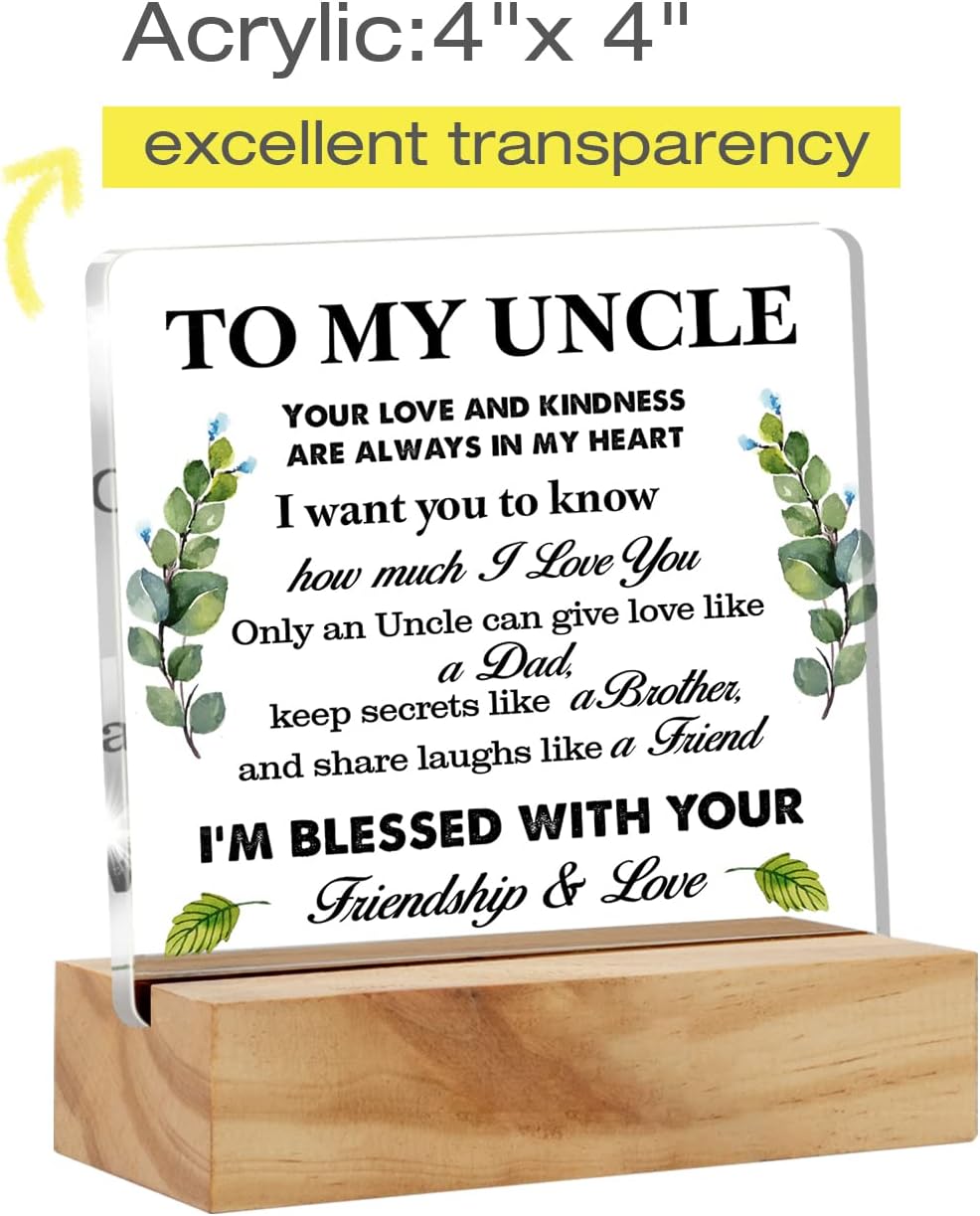Meaningful Uncle Gift Acrylic Desk Plaque Sign with Wood Stand - Home Office Keepsake - Image 2