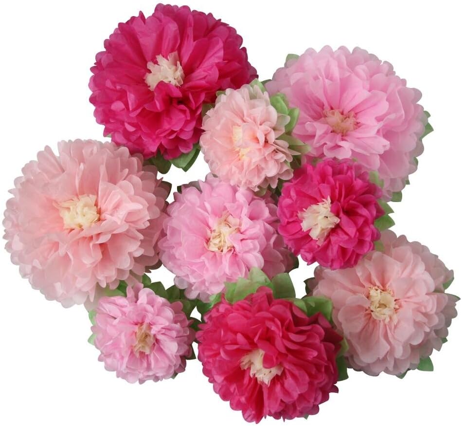 MybbshowerPink Paper Flower Wedding Centerpiece Birthday Party Backdrop Nursery Wall Home Decoration Pack of 9
