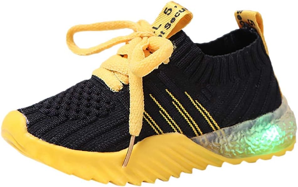 Sceoyche Kids LED Light Shoes, Luminous Breathable Sport Shoes Ultralight Outdoor Shoes Lace-Up Walking Shoes Non-slip Indoor Sneakers Running Shoes for Boys Girls