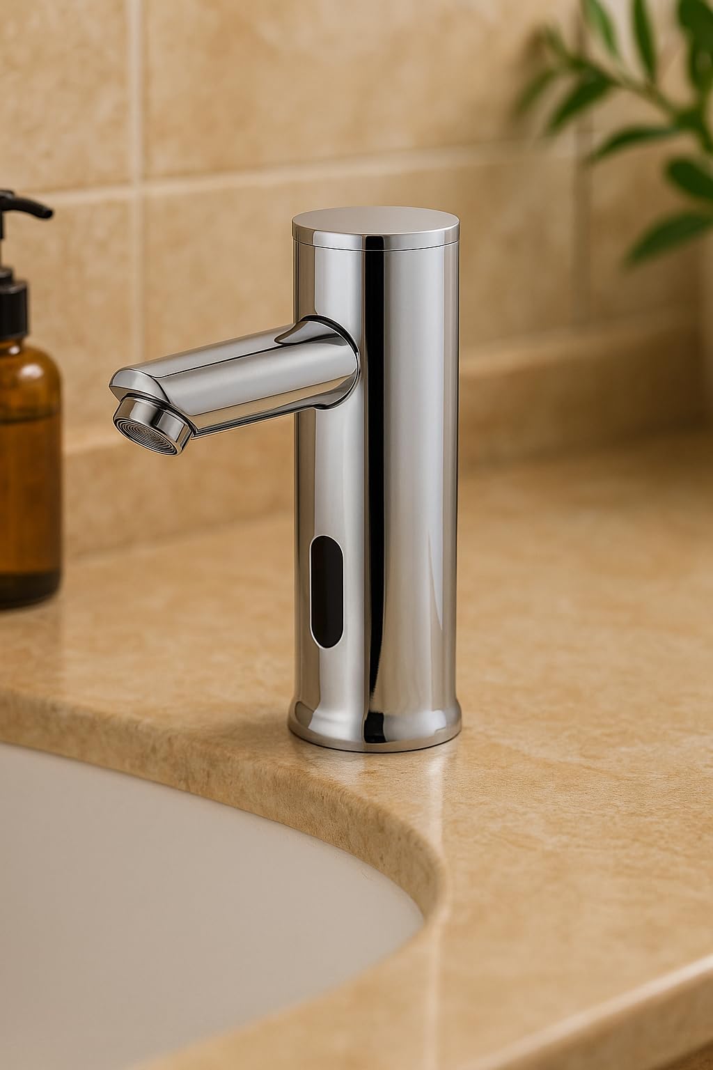 Grifo Electrónico Bajo con Sensor, Grifo Automático de 1 Agua, Sensor Infrarrojo sin Contacto, Mezclador de Agua Fría y Caliente, Latón Cromado Resistente (1 Agua)