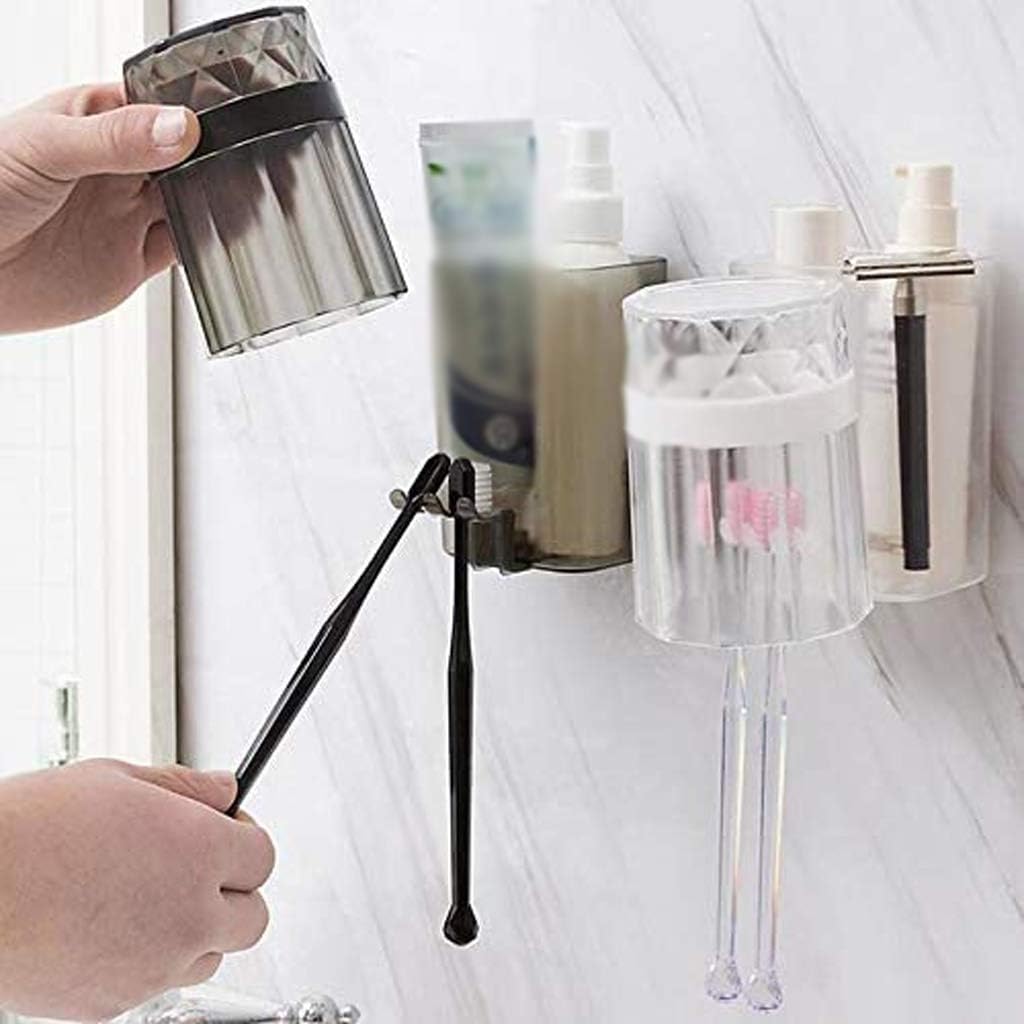Nordic Transparent Toothbrush Mouthwash Cup, Wall Mounted Toothbrush Cup Holder, Bathroom Toothbrush Holder Set(D)