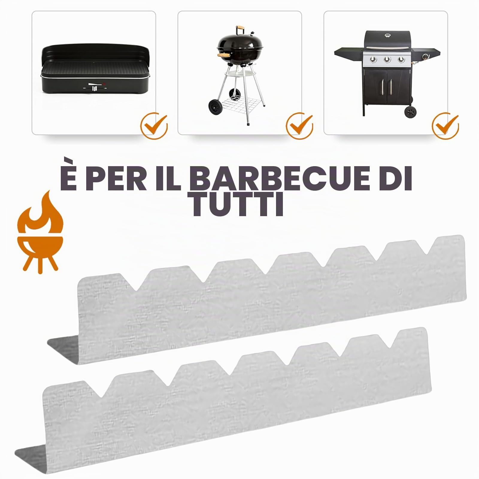 4 Pezzi Griglia Supporto per 6 Spiedini in Acciaio Inox - Accessori per Barbecue, Esterni, Campeggio ed Escursionismo