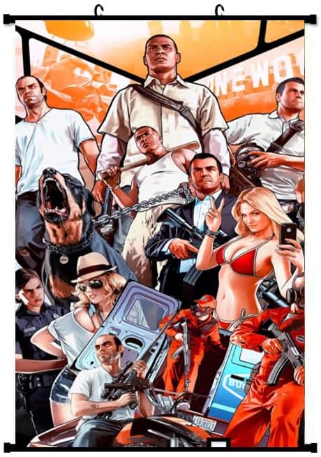 GTA Online: Michael Returns, Looking His Age (Wrinkles and Salt-and-Pepper Hair) 11 61AZUQSO3sL. AC Tina Art GTA 5 Grand Theft Auto Cool Large Framed Poster with hooks 24x36 INCH for gamer 90x60cm