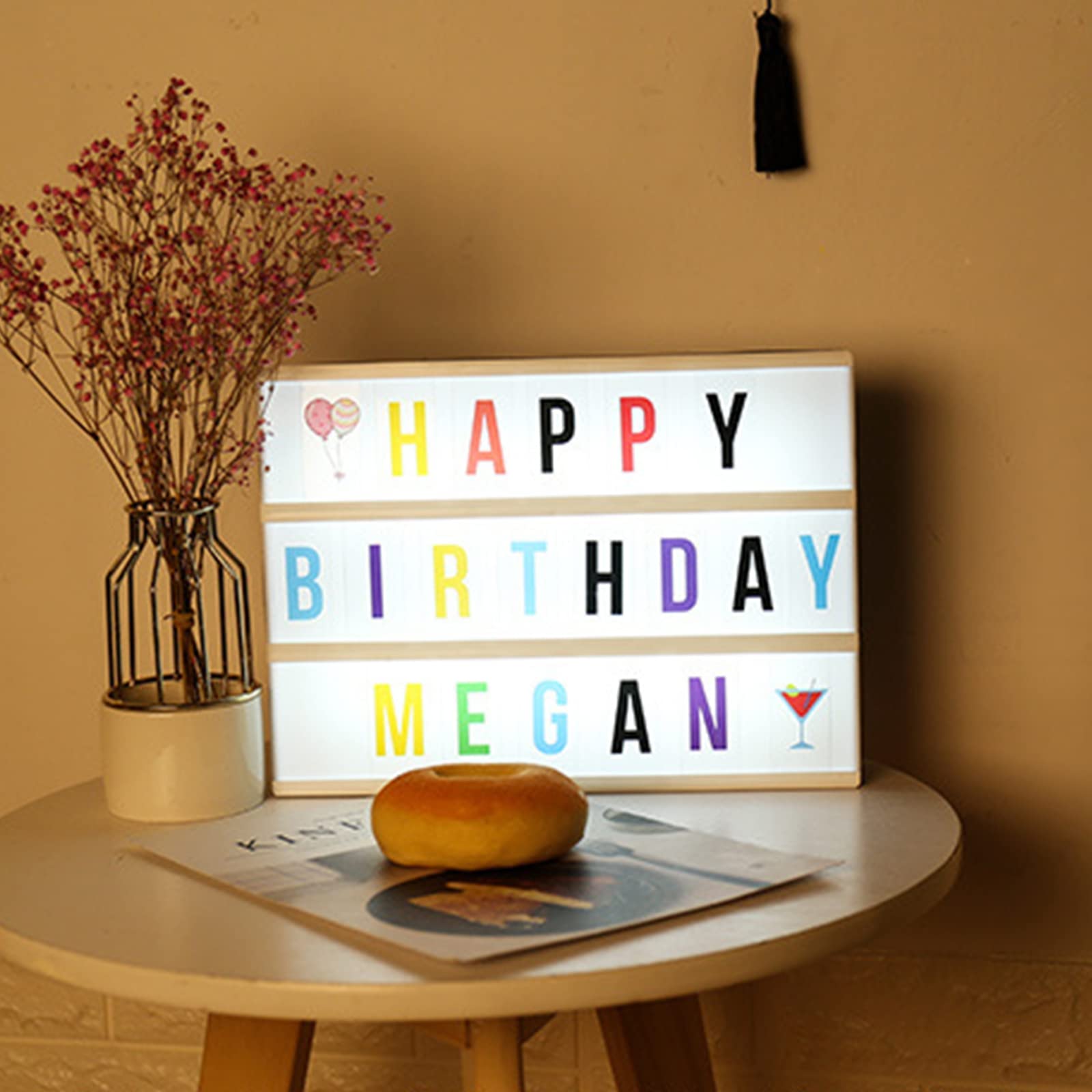 Aoutrow La scatola leggera del cinema ha personalizzato le insegne al neon, LED bianco caldo Lightbox con le lettere, i numeri, i simboli