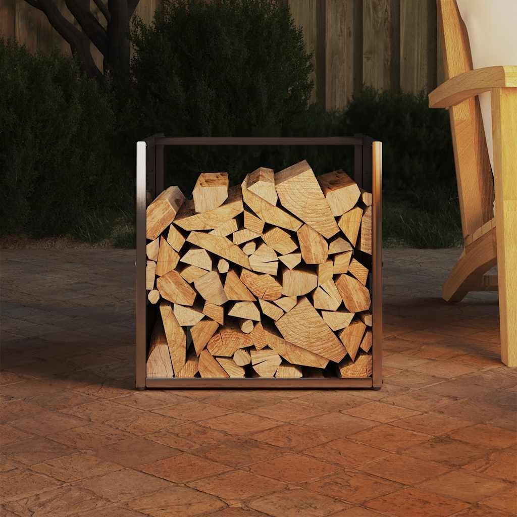 Brennholzregal Edelstahl 40x40x40 cm Kaminholzregal mit großem Fassungsvermögen, korrosionsbeständig, für Innen und Außen, Holzlager für Wohnzimmer, Terrasse, Garten, Ofen, Kamin