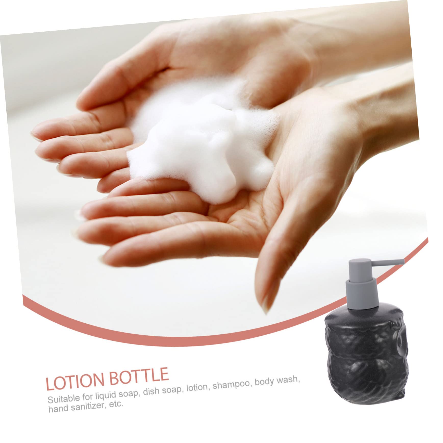 Anneome Schwarzer 440ml Keramik Seifenspender im Cartoon Eulen Design Leichter Lotionbehälter mit Pumpe Einfach zu Bedienen für Zuhause und Reisen