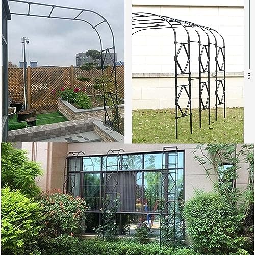 Arche de rose décorative en métal noir de 2.4m, tonnelle robuste pour vignes - 8