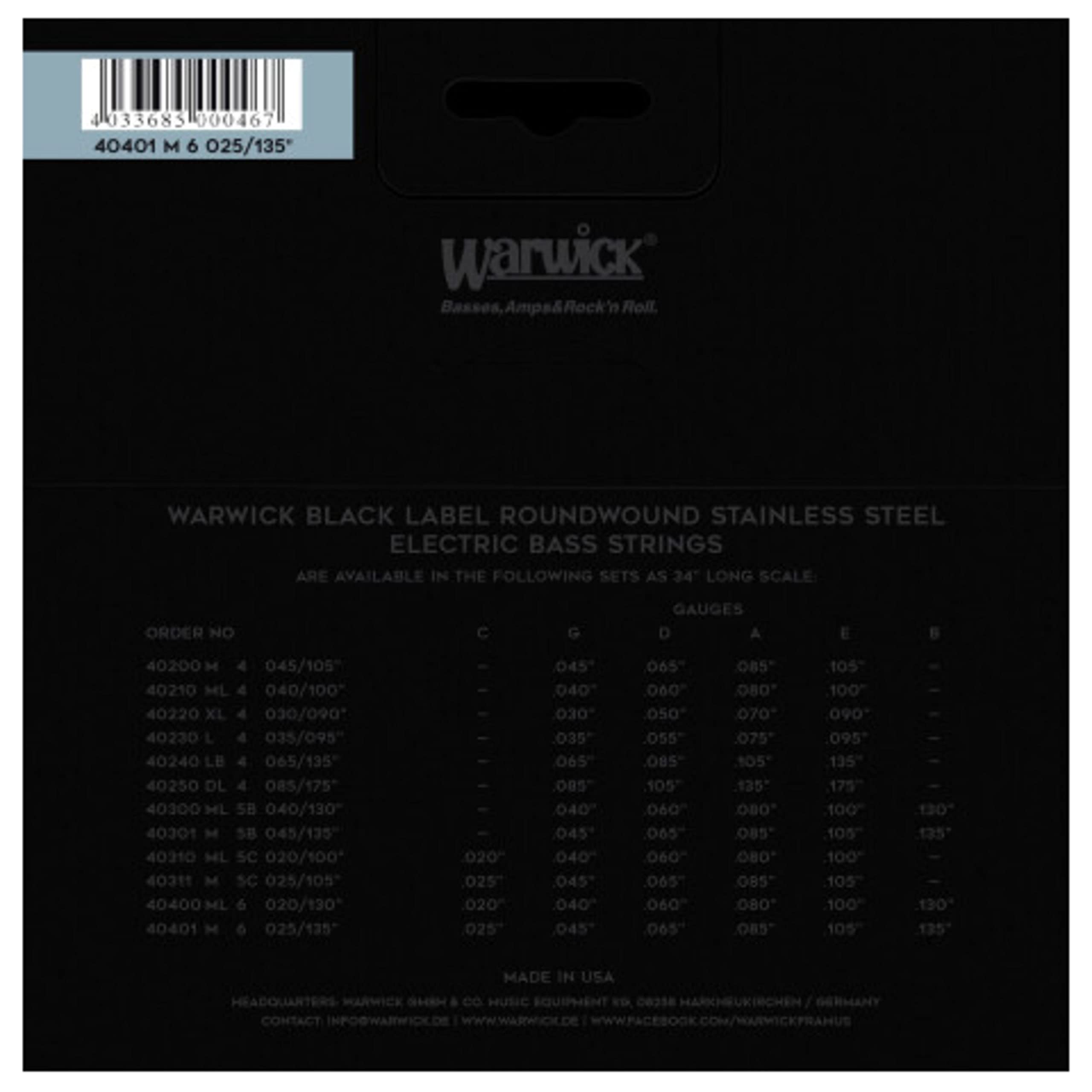 Warwick BlackLabel 025-135 - Corde per basso elettrico