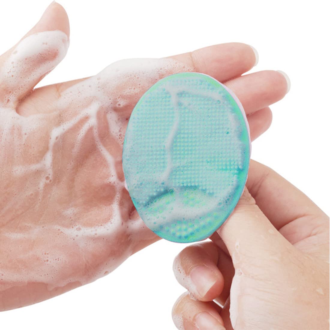 2 Pcs Spazzola Pulizia Viso Silicone Morbido Pennello Pelle Scrubber Exfoliator Massaggiatore Anti-eta' Delicata Skin Care(rosa rossa + verde)