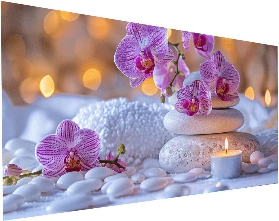 Diamond Painting xxl Fleur 50x100 cm : kit complet de broderie diamant 5D pour adulte