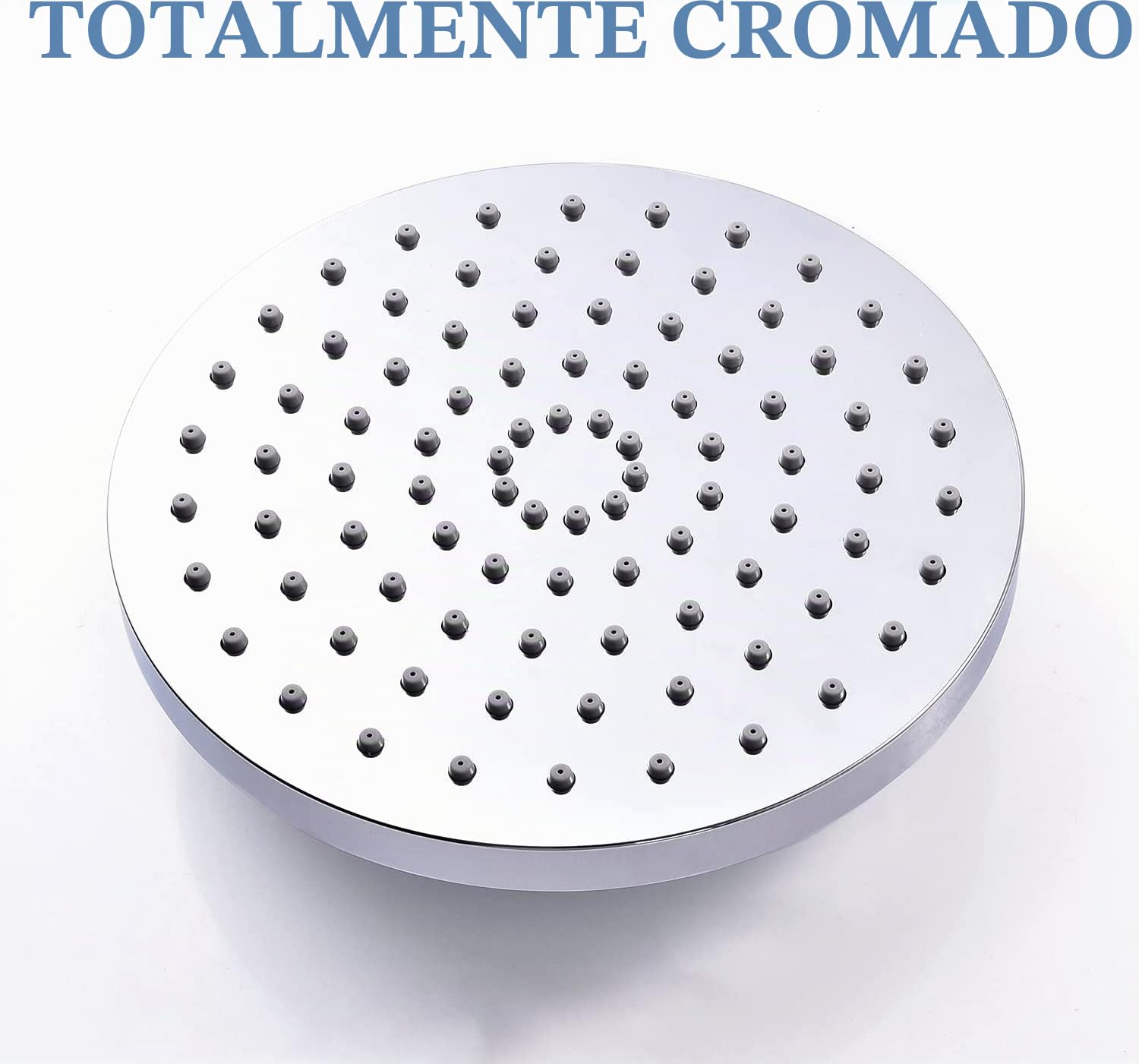 Alcachofa de ducha redonda de 20cm con efecto lluvia, ajustable, ahorro de agua con boquillas antical, cabezal de ducha de cascada de acero inoxidable, diámetro de 20 cm, Plata