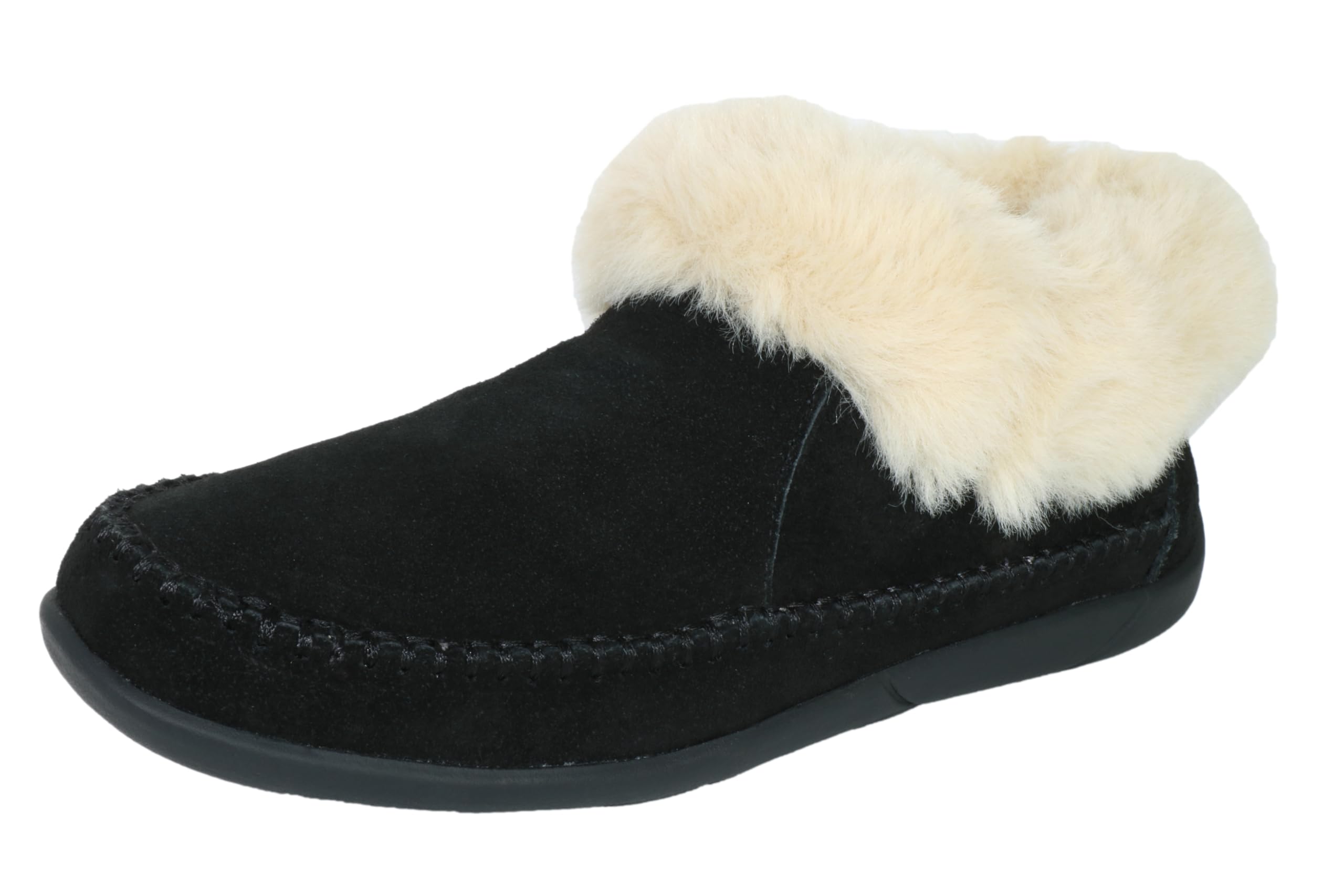 PEDOQU Women's fuzzy Slippers Suede leather Memory Foam House Shoes for women - bedroom Indoor and Outdoor Warm Loafer Slipper