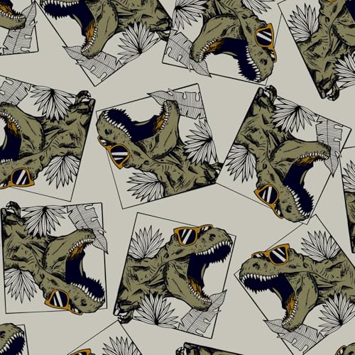 VmG-Store 1 m Cotton Fabric for Sewing 100% Cotton Sewing Fabric, No Sold by the Metre, Children's Fabric (Cool Dino Bb049)