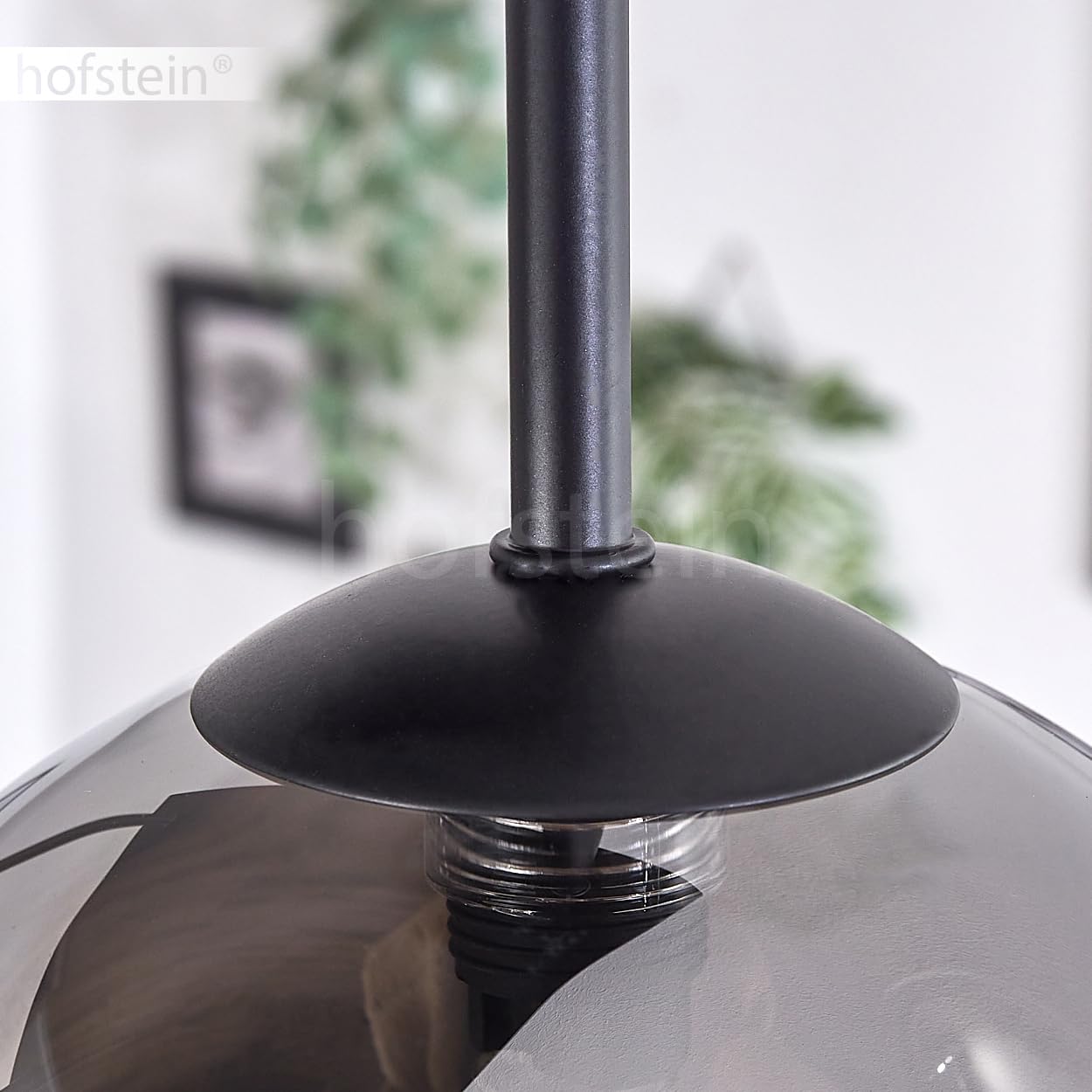 HOFSTEIN Plafoniera Chehalis 5 Luci - Lampada Da Soffitto Moderna Retrò In Metallo E Vetro (Nero/Fumé/Trasparente), Attacco G9