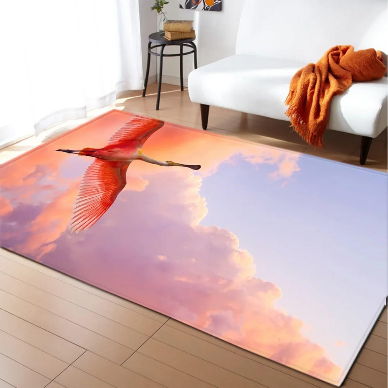 Tapis de chambre d'enfants antidérapant grand tapis de salon flamant rose