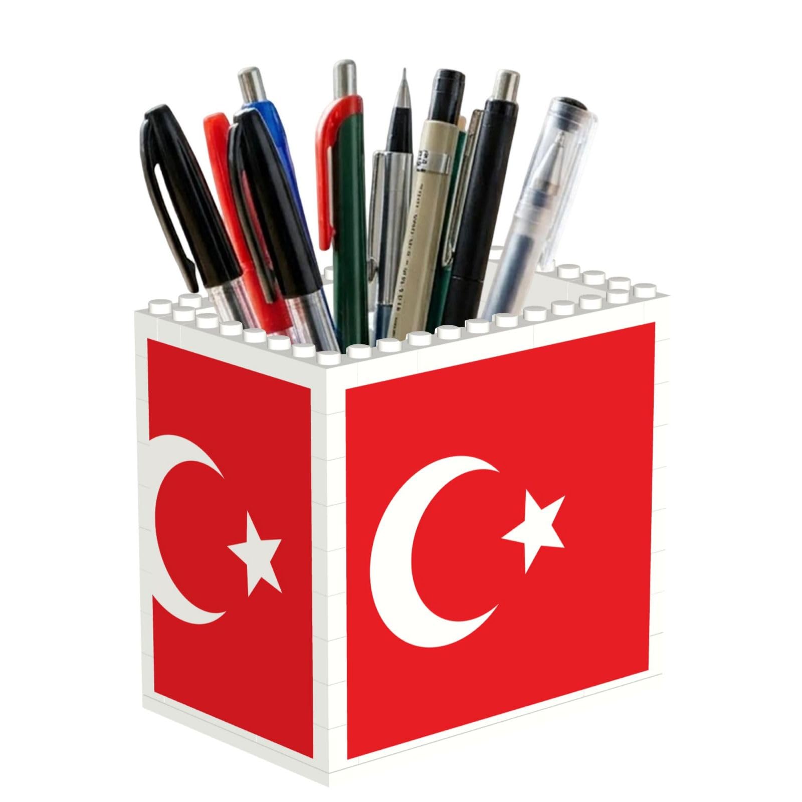 SXZVVBN Flag of Turkey Building Block Desk Tidy ABS Organiser