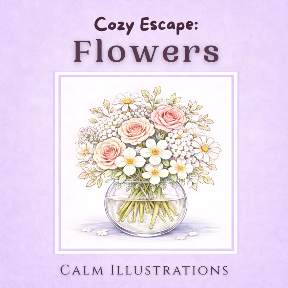 Cozy Escape: Flowers: A Relaxing Coloring Book with Floral Bouquets, Gardens, and Botanical Patterns