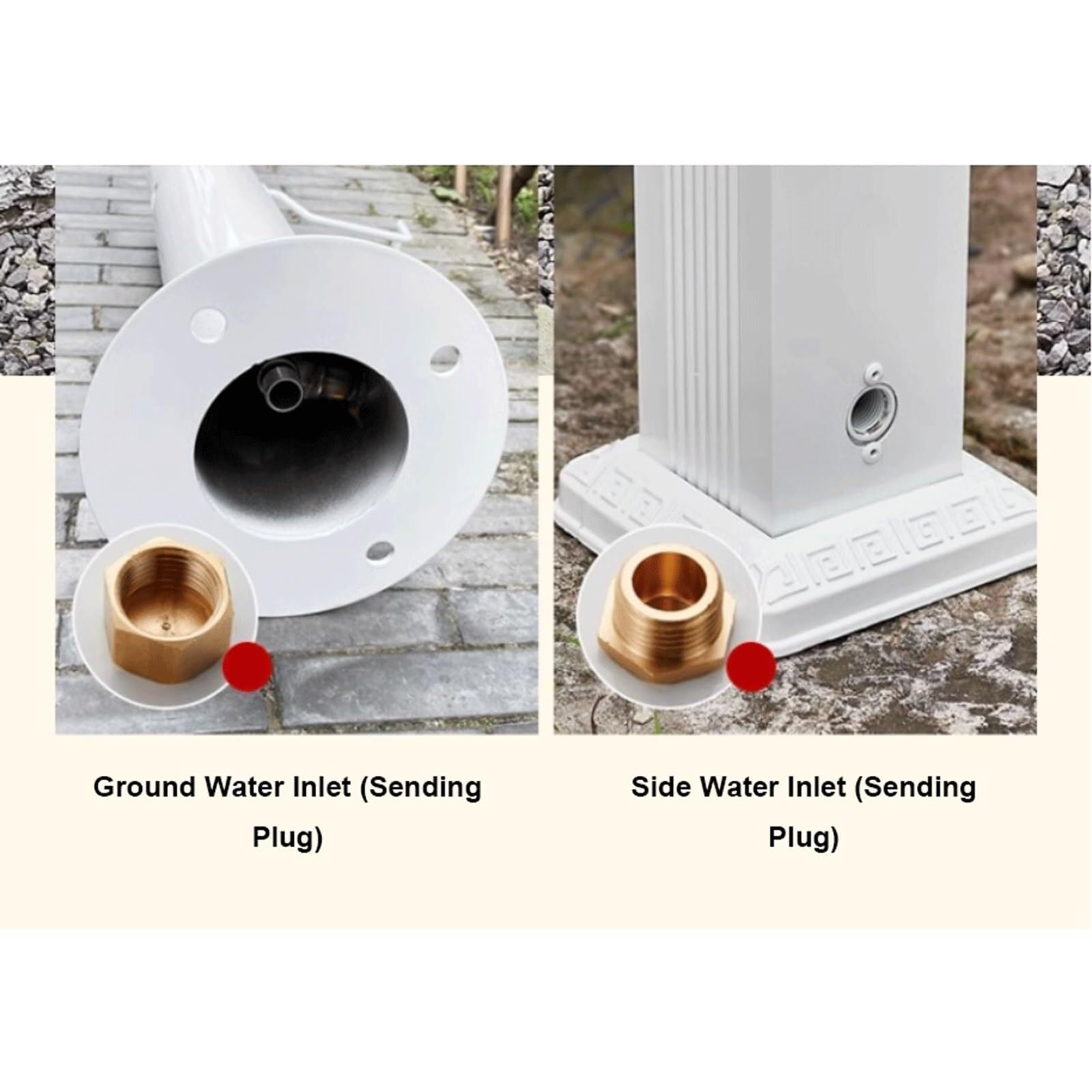 Columna de agua cuadrada de aluminio anticongelante para exteriores, soporte decorativo para manguera de fuente de jardín con hidrante vertical, 44.9 pulgadas