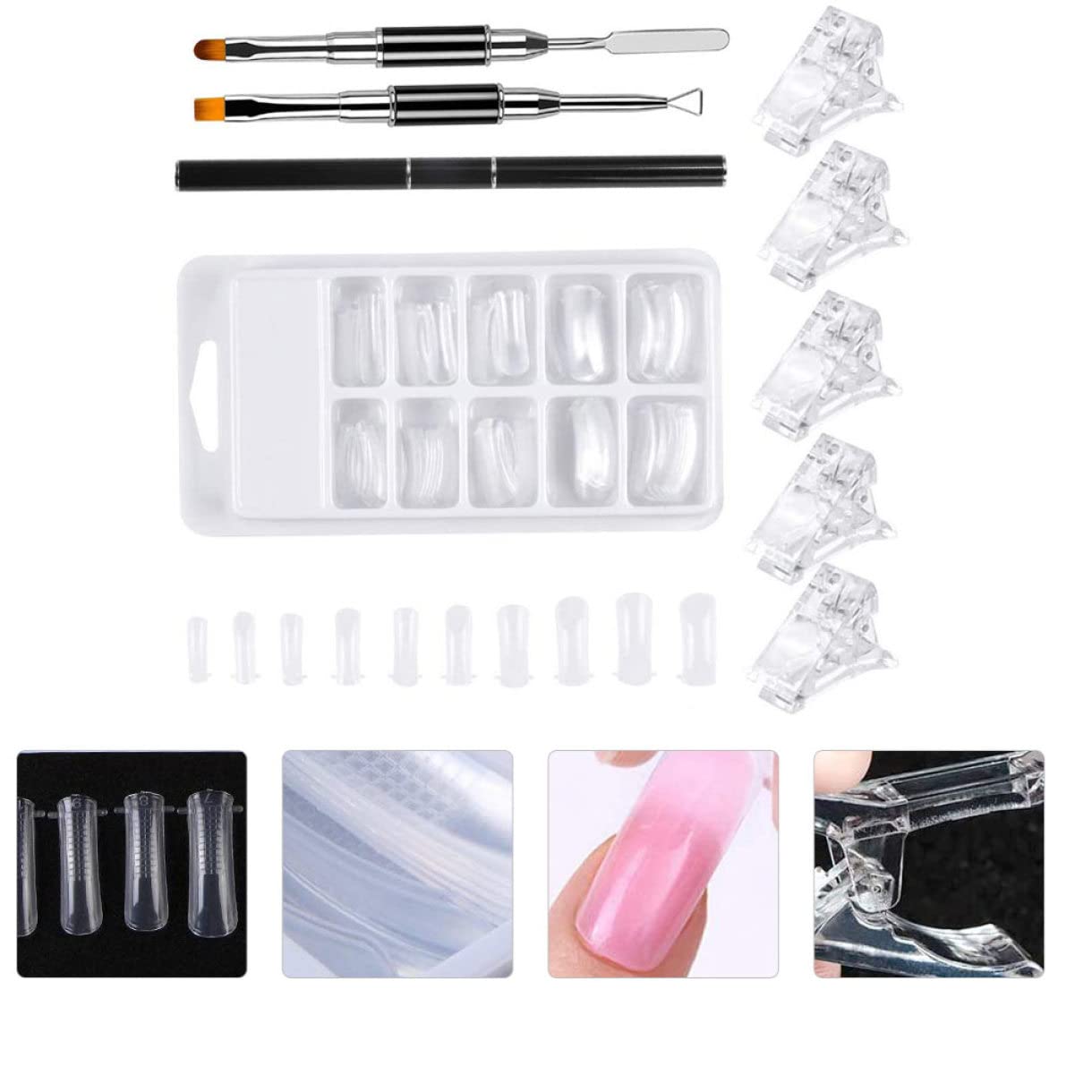 3 Set Manicure Per L'allungamento Delle Unghie Strumento Per Nail Art Per Manicure Kit Per French Manicure in Gel Per Unghie in Acrilico Bianca Estensore Chiodo Plastica