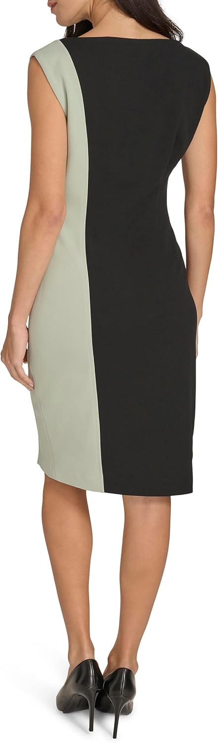 Calvin Klein Womens Sleeveless Colorblock Crepe Midi Sheath Dress - Image 4
