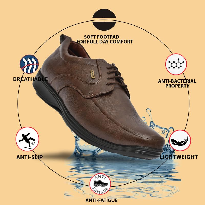 Image of Restroad Men's Formal Shoes | Synthetic Leather Lace-Up Office Wear Shoes for Men