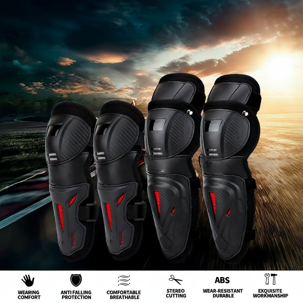 Cuscinetti per ginocchia e gomiti regolabili Set di armature protettive ABS motociclismo ciclismo corse