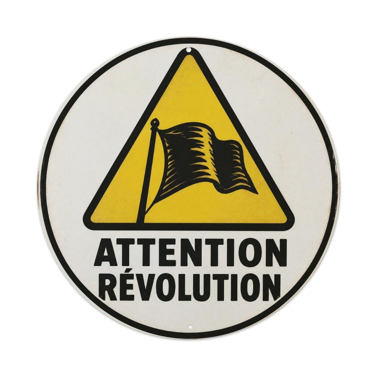 Olyhtr 8X8inch Classic Style Revolution Satire Humor Notice French Graphic Badge Metal Tin Sign