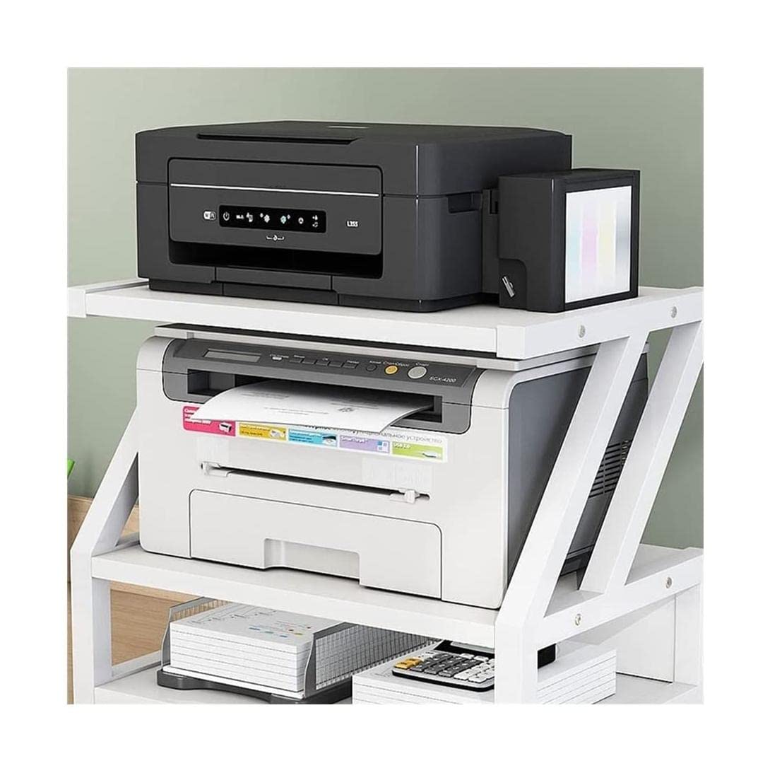 Supporto Per Stampante Mobile A L - Con Ripiani Rimovibili, Per Ufficio E Casa, 91x82x44 Cm, Nero - Foto 3