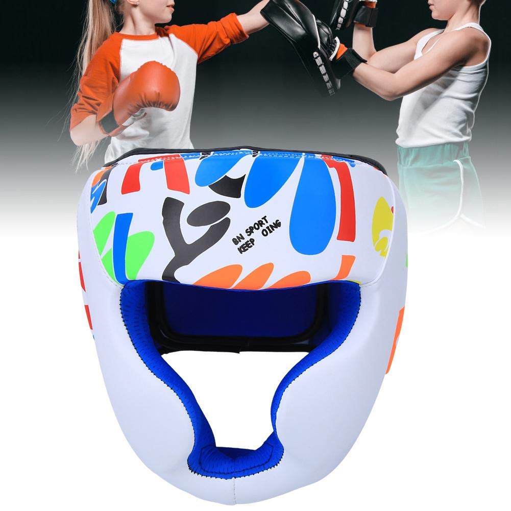 Tbest Casco da Boxe, Casco da Allenamento per Taekwondo Casco da Boxe per Bambini(Bianca) Attrezzatura sportiva per bambini Accessori Per Modelli Di Auto