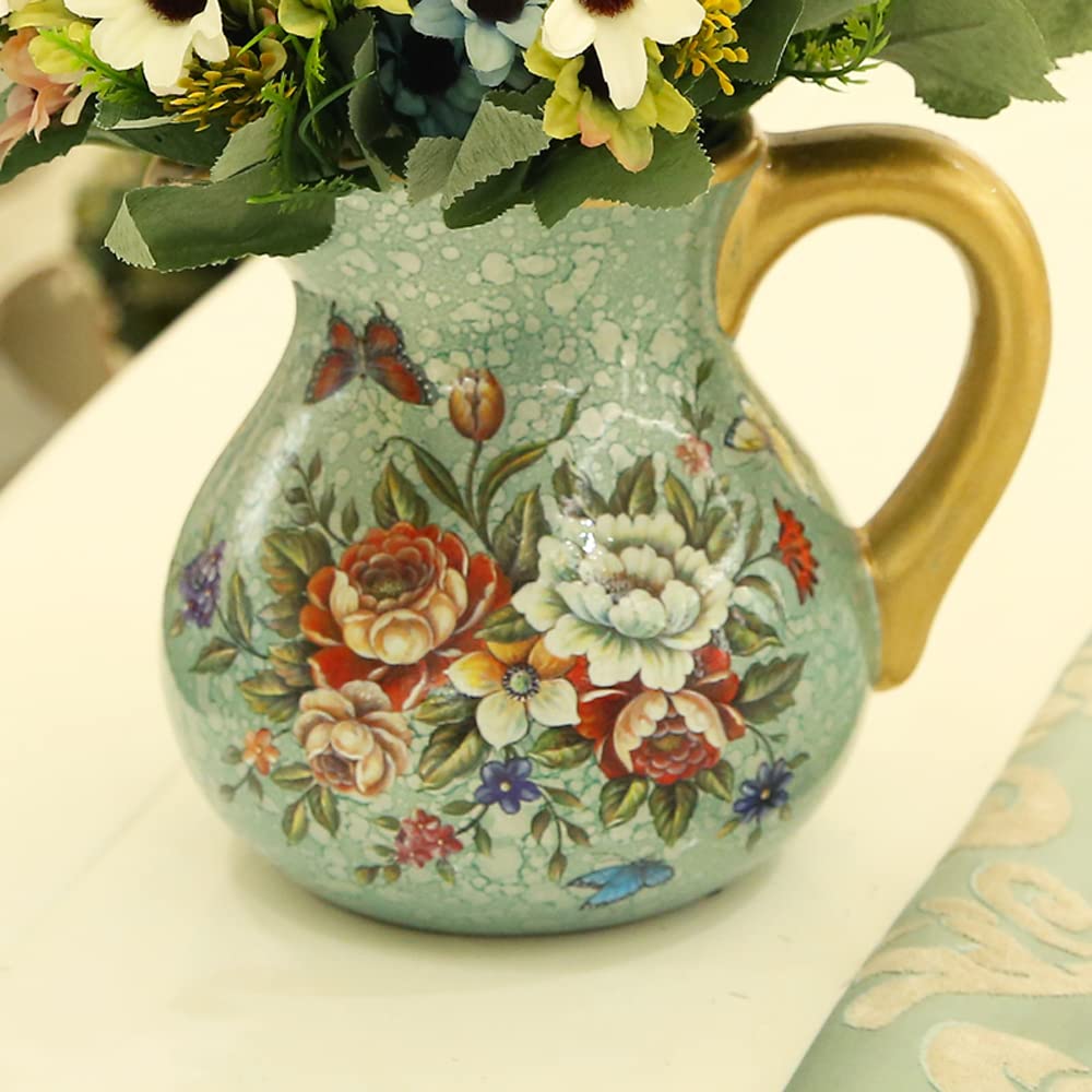 asdchZen European Pastoral Retro Painted Ceramic Vase American Country Living Room Decoration Decoration Dry Flower Arrangement