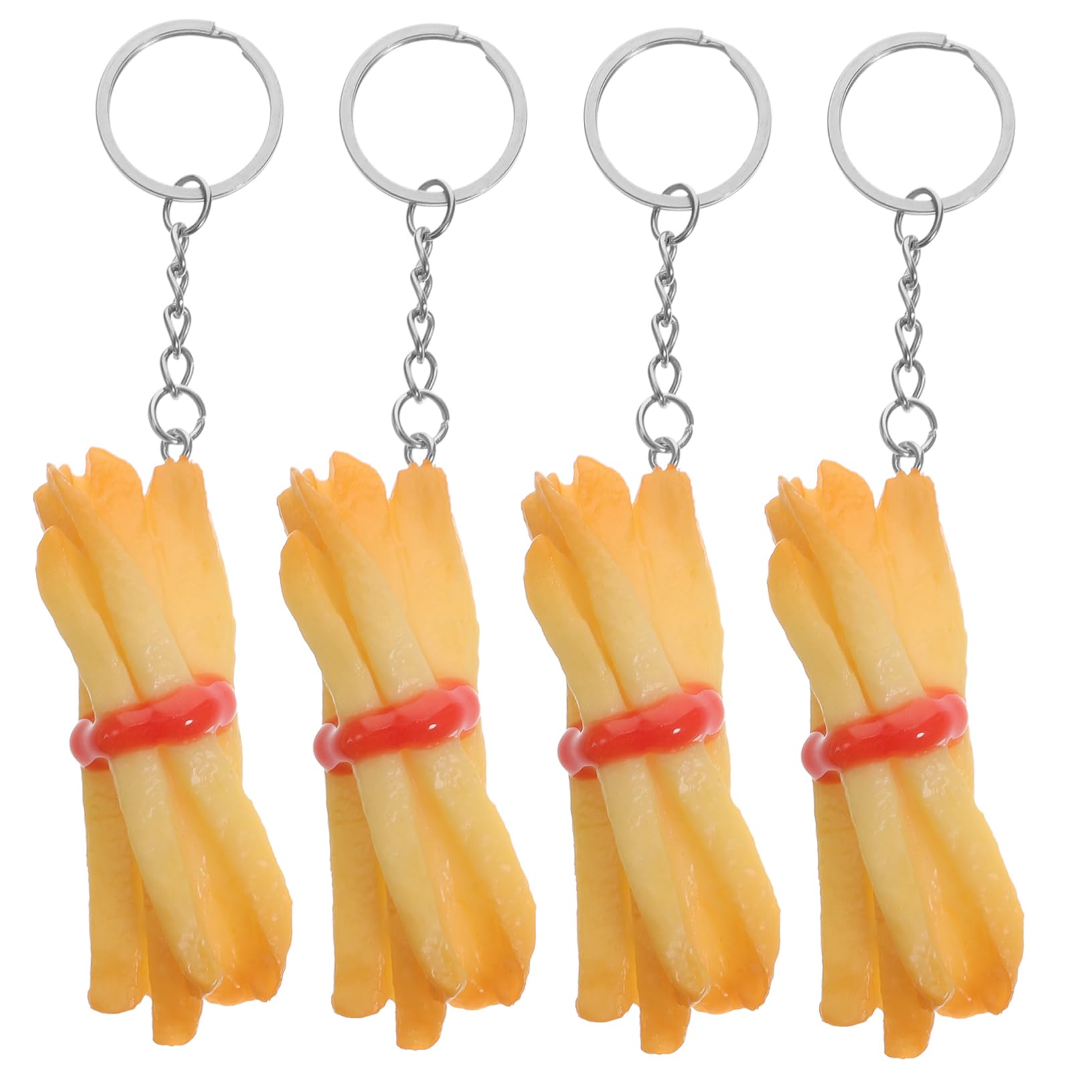 FRCOLOR 4Pcs Realistic Fried Chips Keychain Fun Decorative Keyring for Bags Backpacks Purses Cute Fast Food Pendant Great present