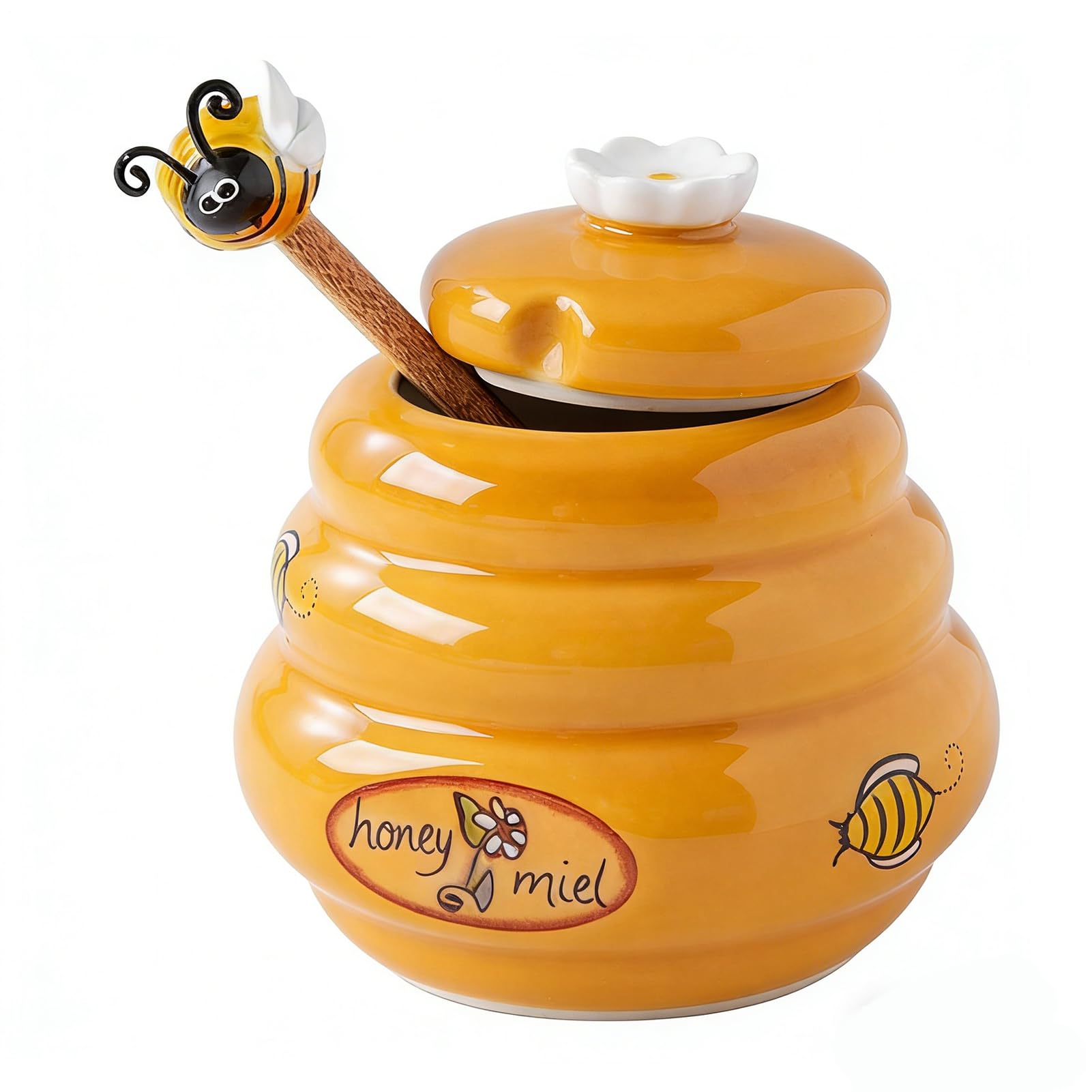 Mini pot à miel pour petit-déjeuner élégant en grès émaillé
