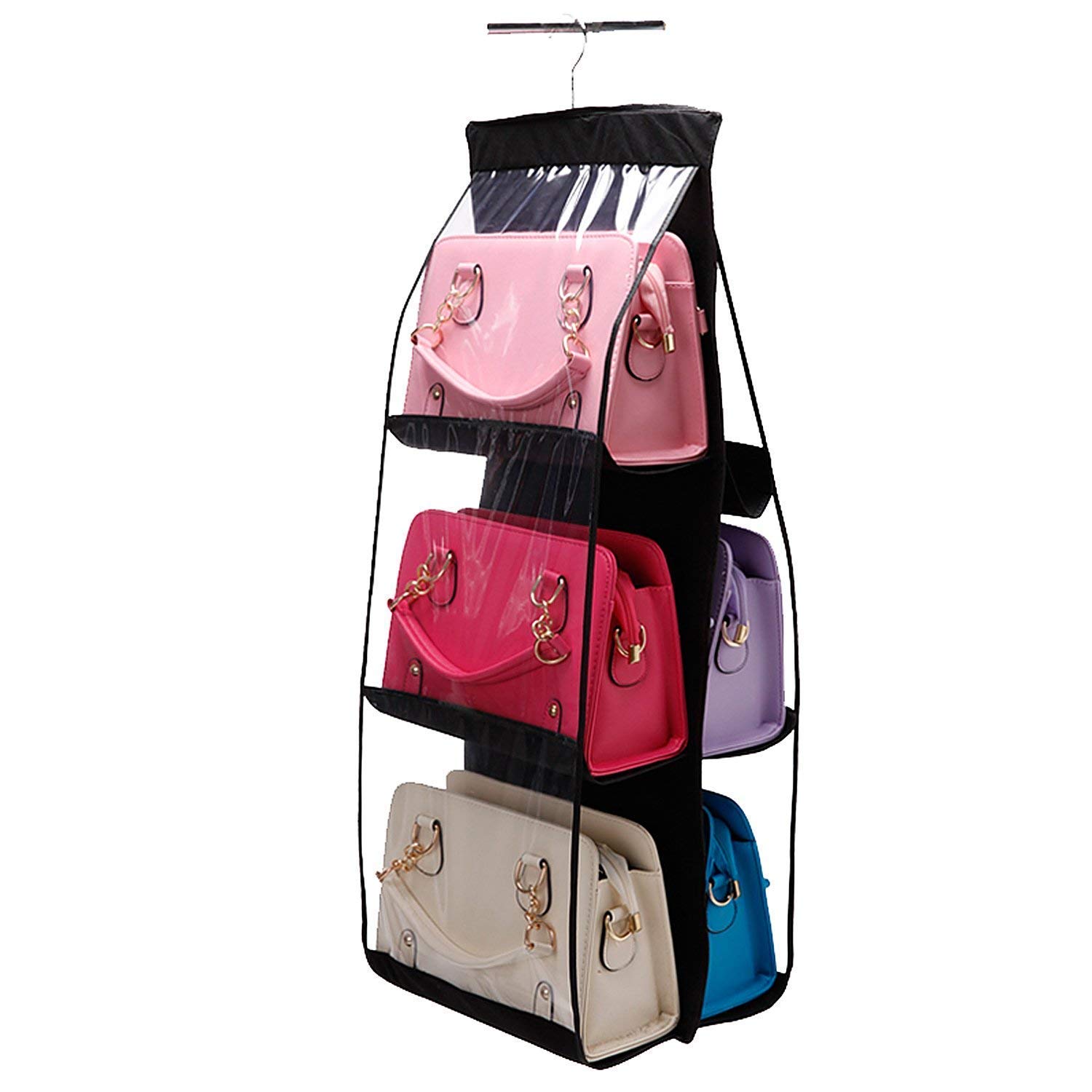 R Dabhi 6 Pocket Large Clear Purse Handbag Hanging Storage Organizer Closet Tidy Closet Organizer � Assorted