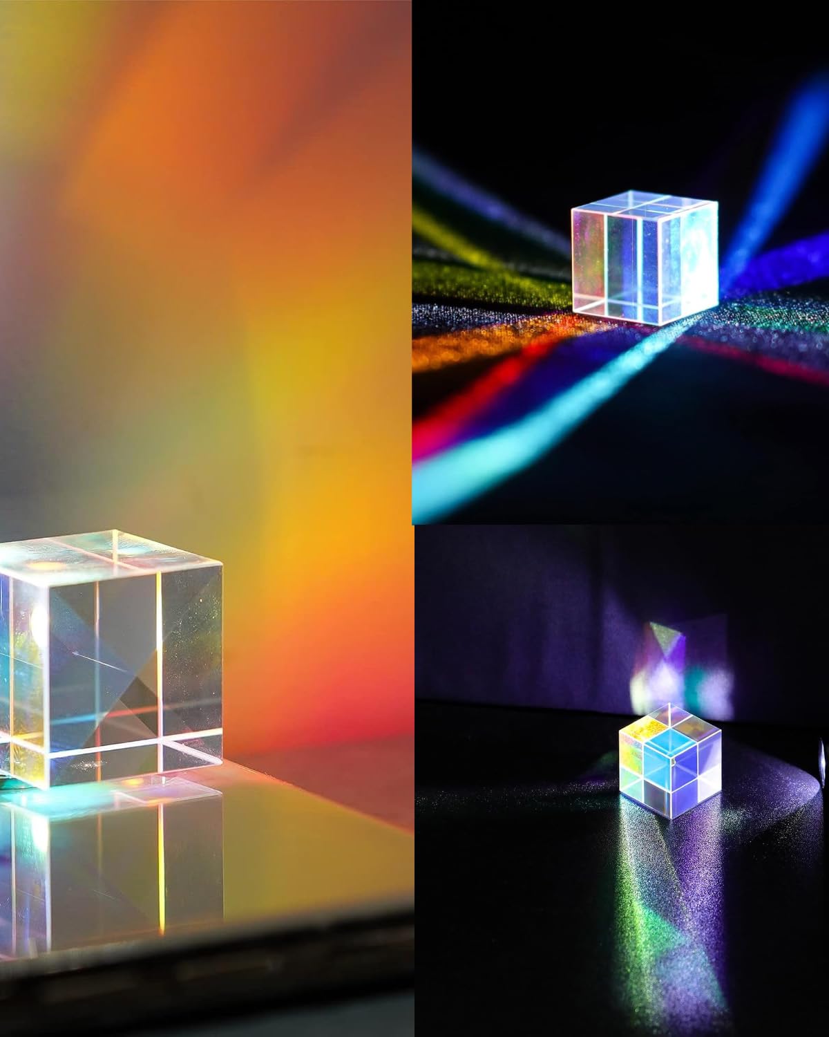 2 pcs Cubo de Cristal K9, Prisma óptico estándar de Seis Caras para decoración de fotografía, Viene con Bolsa de Terciopelo (2X 2X 2 cm)